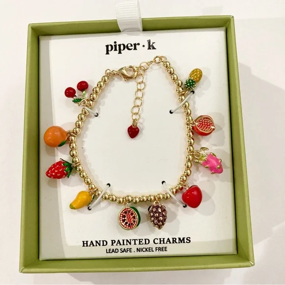 Piper K fruit charm bracelet viral summer tropical cherry strawberry - Picture 5 of 5